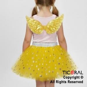 SET ALAS TORNASOLADA Y TUTU CON BRILLOS AMARILLO BABY x 1